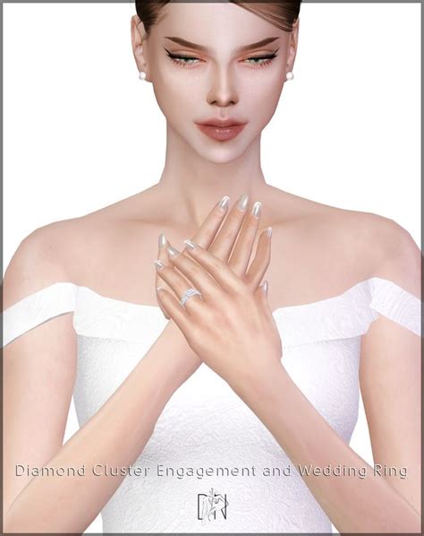 Diamond Cluster Engagement And Wedding Ring Patreon Sims 4 Sims 4