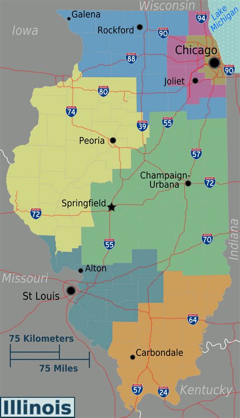 Map of Illinois (Map Regions) : Worldofmaps.net - online Maps and