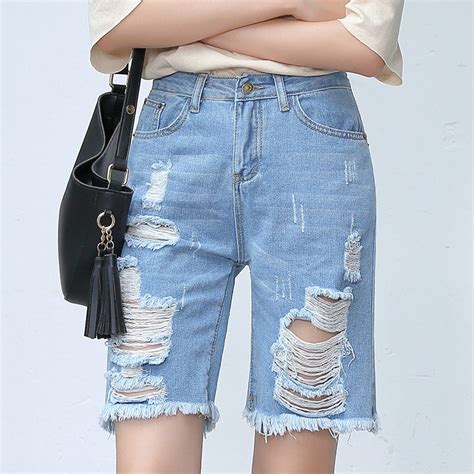 Yichaoyiliang Summer Women Tassels Ripped Denim Shorts Street Style Fashion Hole Short Pants