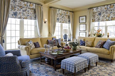 French Country Blue And Yellow Decor Living Room Traditional With Area