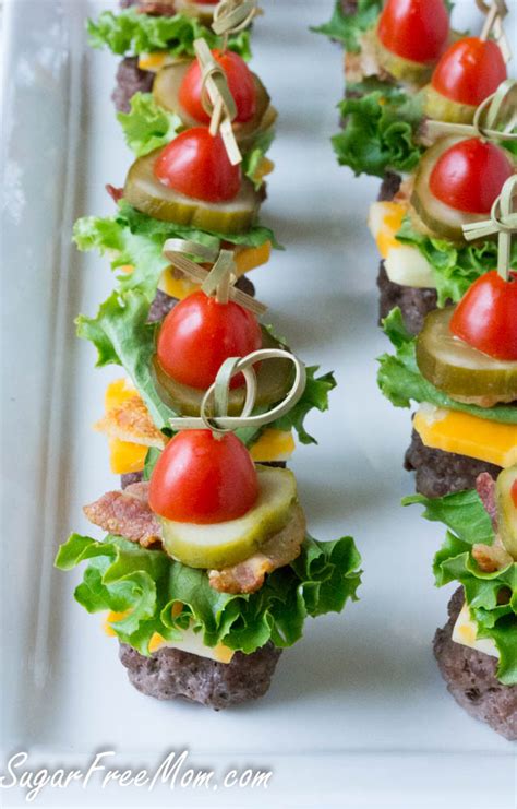 Southern appetizers with barbecue and cheese gritsbiscuits and burlap. Mini Bun-less Cheeseburger Bites with Thousand Island Dip