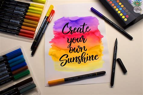 Create Your Own Sunshine Handlettering With Aqua Brushpens Create