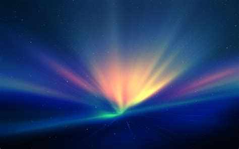 Wallpaper Sky Blue Universe Aurora Light Rays Shine Computer