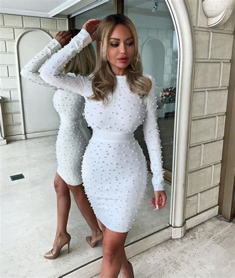 women sexy long sleeve beading white thick rayon bodycon bandage dress designer elegant slim