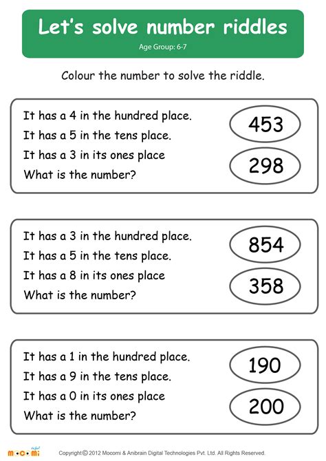 Easy Math Riddles Worksheet