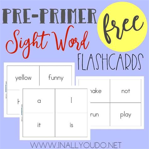 Pre Primer Sight Word Flashcards In All You Do