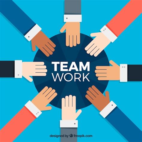 Free Vector Teamwork Concept With Flat Hands