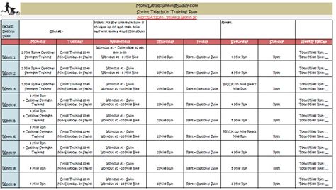 The following program is designed for the individual who would like to complete or finish his or her first olympic distance triathlon with no regard to time. Sprint Triathlon Training Plan and My Plans | Moms Little ...