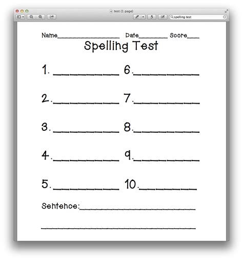 Search Results For Spelling Test Template 10 Words Calendar 2015