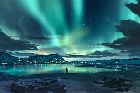 Alone Watching Aurora Borealis Wallpaper Hd Nature 4k