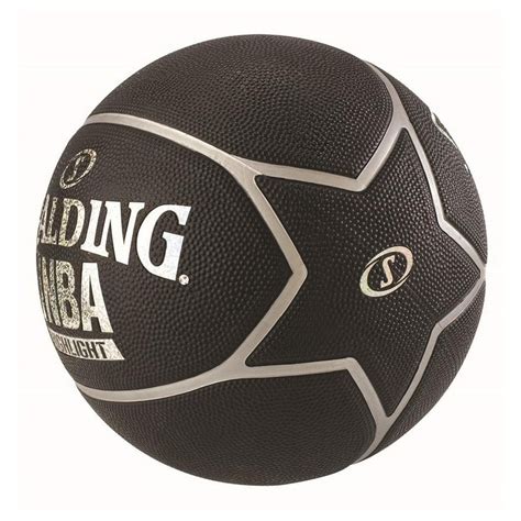 Ballon De Basket Noir Spalding Nba Highlight Silver Taille 7