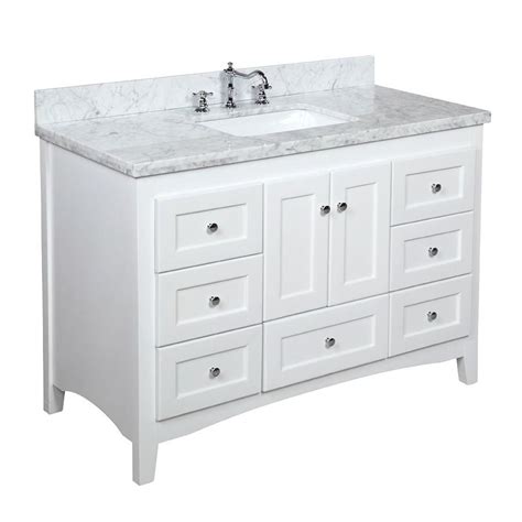 Laguna bathroom vanity single sink 48″. Abbey 48" White Shaker Style Bathroom Vanity with Carrara ...