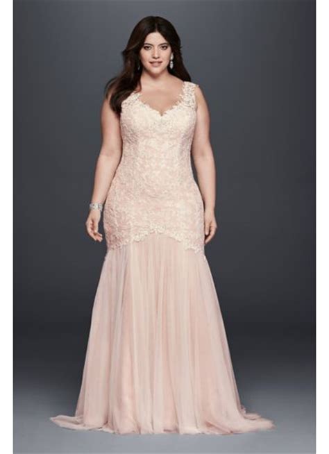 Blush pink mermaid beading wedding dress straps backless bridal gown custom uk. Beaded Trumpet Plus Size Wedding Dress - Davids Bridal