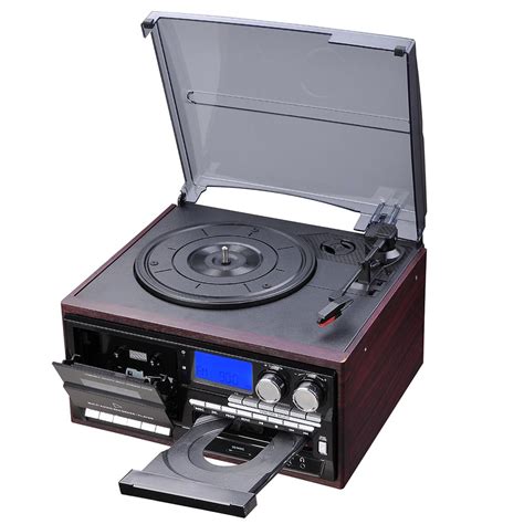 Wireless Stereo Record Player System With Speakers Turntable Amfm Cd