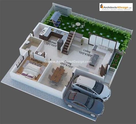 1000 Square Feet House Plan 3d Mmh Has A Large Collection Of Small