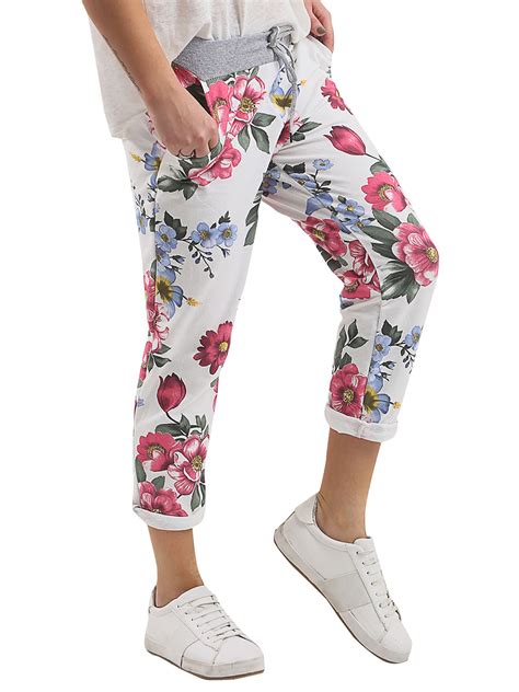 Womens Ladies Turn Up Italian Trousers Floral Rose Printed Summer Beach Pants Ebay