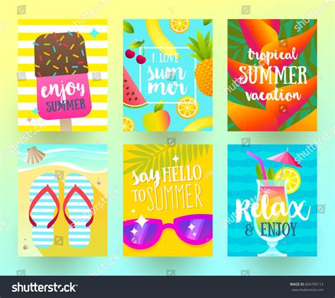 set summer holidays tropical vacation posters stock vector royalty free 665709112 shutterstock