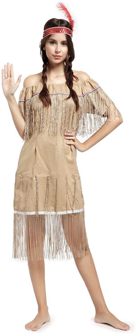 Surepromise Halloween Carnival Strapless Indian Indian Costume Squaw