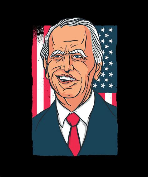 Joe Biden Cartoon Laughs With Us Flag Digital Art By Norman W Fine