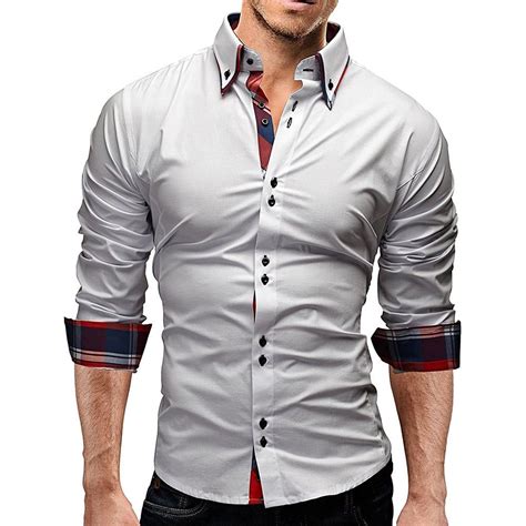 Button Down Double Layer Collar Shirt White 3346465512 Size 3xl