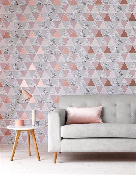 Papel de parede rose gold an embossed tree 3d wallpaper. Wallpaper design ideas for your living room | Geometric ...