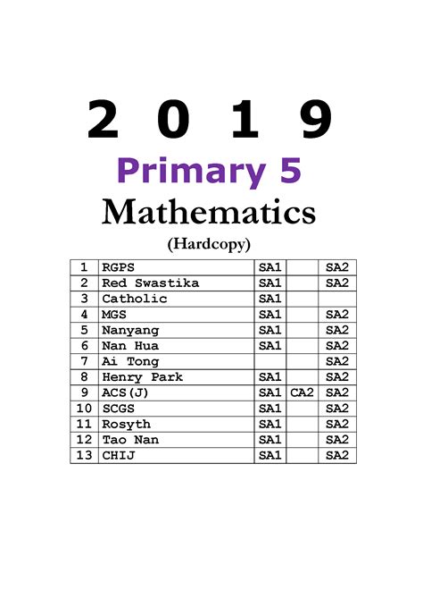 Just preview or download the desired file. 2019 Primary 5 Mathematics Exam Papers (hardcopy) + FREE ...