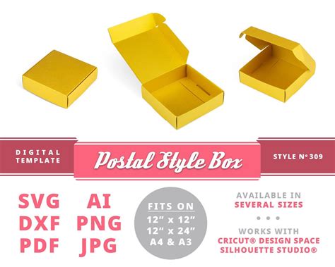 Svg file cricut gift box template. POSTAL BOX Svg Instant Download Printable Digital Gift Box ...
