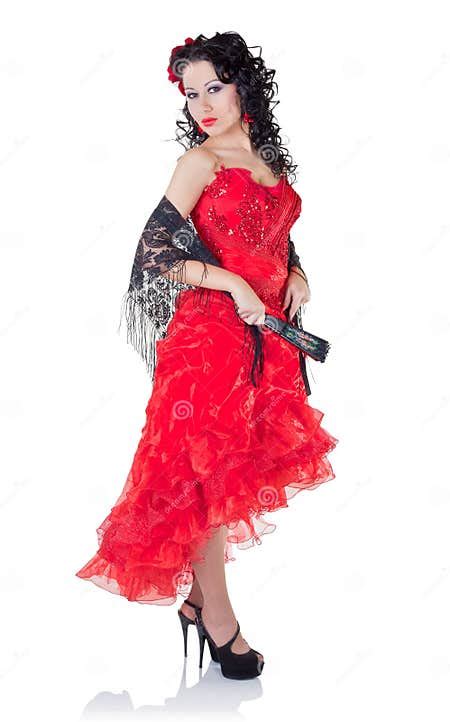 Beautiful Spanish Woman In A Red Dress Stock Photo Image Of Culture