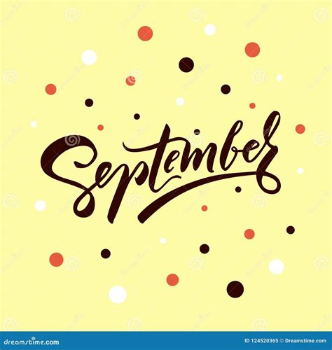 September Vector Typography Illustration For Greeting Card Calendar