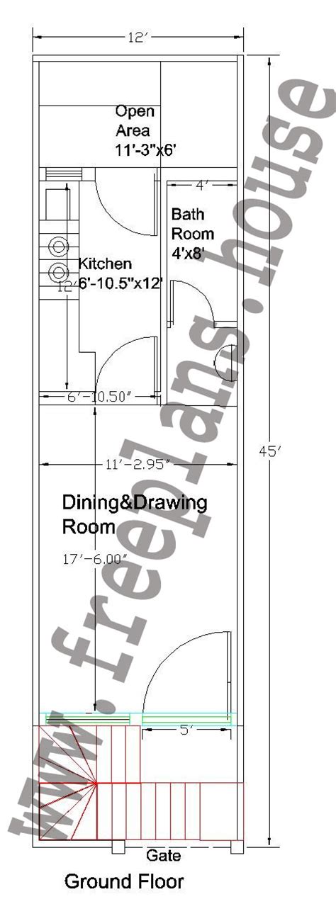 Impossible in the usa though. 12×45 Feet /50 Square Meter House Plan, - Free House Plans