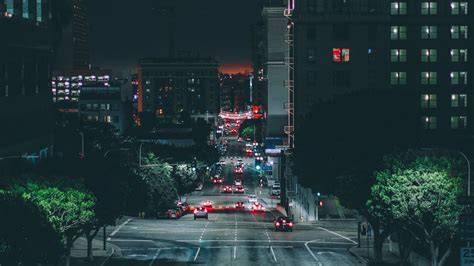 Download Wallpaper 1366x768 Los Angeles Night City Road Traffic