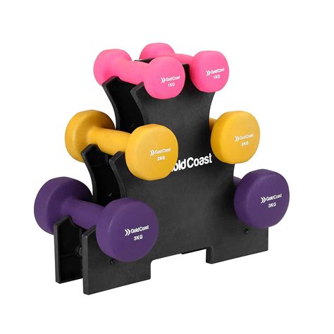 Gold Coast 12kg Neoprene Dumbbell Set With Rack Free Weights For