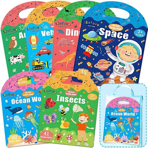 Igetooy Reusable Sticker Books For Kids 6 Sets Jelly Quiet