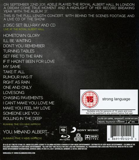 Adele Blu Ray Live At Royal Albert Hall Blu Ray Disccd Musicrecords