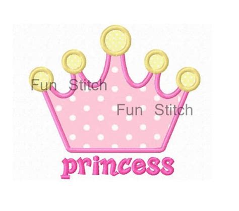 Princess Crown Applique Machine Embroidery Design Etsy