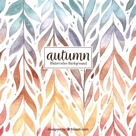 Vector floral background with autumn flowers on pink background. Watercolor autumn background with pattern of leaves Vector ...
