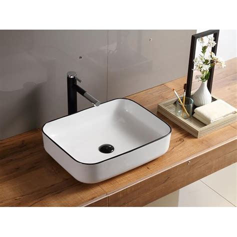 Ceramic sinks are the number one choice if you are looking to create a timeless, clean look in your kitchen. Hometure Above Ceramic Rectangular Vessel Bathroom Sink ...