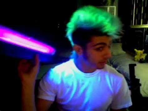 Other than depending on the glow in the dark hair dye, such as iglow or splat, you could decide to make your own if you have the ingredients to make it glow. Glow-In-The-Dark Mohawk - YouTube