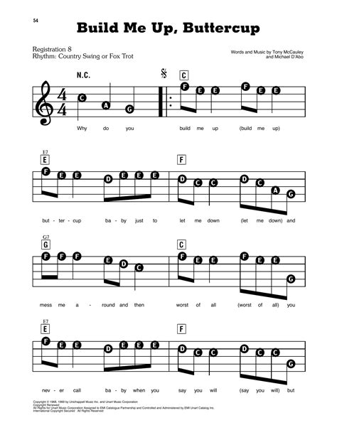 Build Me Up Buttercup Sheet Music The Foundations E Z Play Today