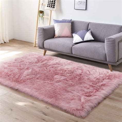 Lochas Ultra Soft Fluffy Rugs Faux Fur Sheepskin Area Rug For Bedroom