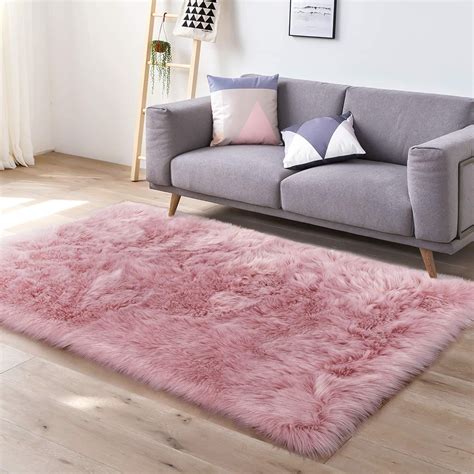 LOCHAS Ultra Soft Fluffy Rugs Faux Fur Sheepskin Area Rug for Bedroom