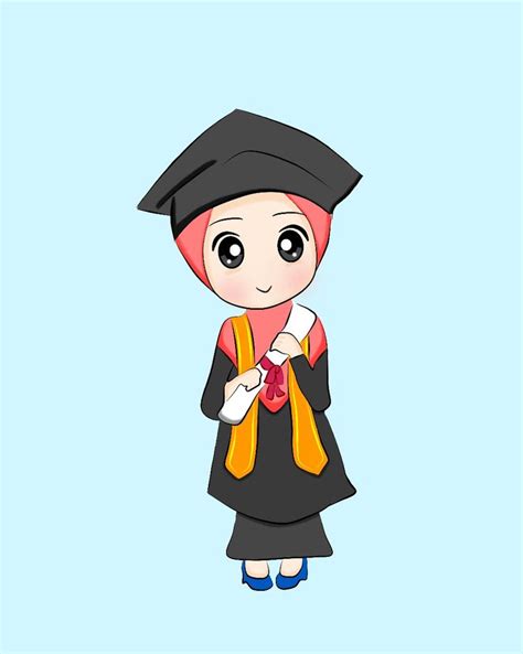 A Cartoon Character Wearing A Graduation Gown And Holding A Cell Phone