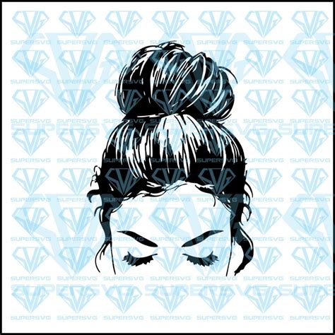 Messy Bun Svg Files For Silhouette Files For Cricut Svg Dxf Eps Png
