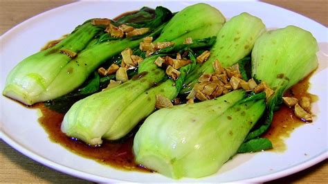 Pak Choi Blanched And Fried With Oyster Sauce Crispy Garlic A Quick And Healthy Pak Choi
