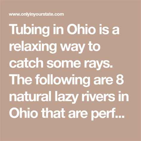 8 Natural Lazy Rivers Where You Can Go Tubing In Ohio Lake Trip