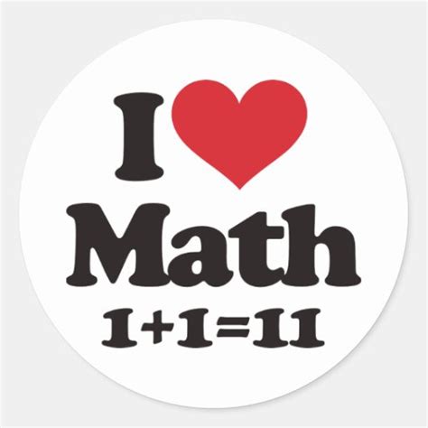 I Love Math! Classic Round Sticker | Zazzle