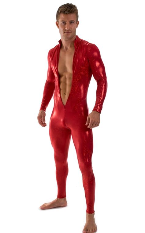 Full Bodysuit Suit For Men In Red Shattered Glass
