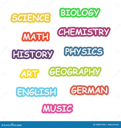 School Subject Labels5 Stock Vector Illustration Of Promotion 228821056