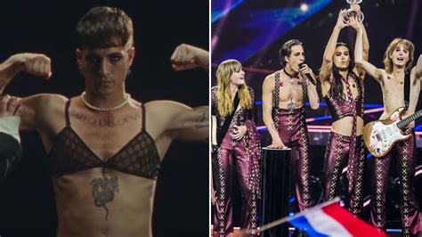 Eurovision winner Måneskin s lead singer dons lingerie in bands