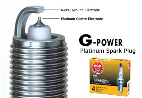 Trapezoid cut ground electrode reduces quenching. NGK G-Power Platinum Spark Plug for Perodua Alza